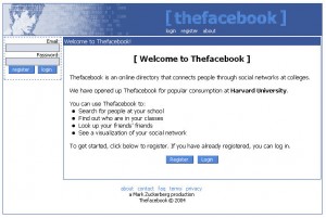 Facebook Home Page in 2005